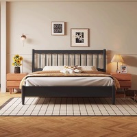 Lit en bois massif chambre principale nordique moderne simple lit double king style rétro français cadre de lit queen de 1.8m