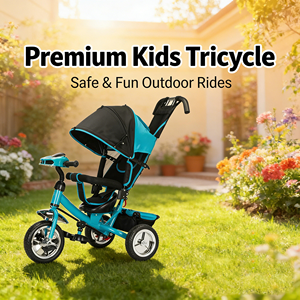 Tricycle pliable pas cher pour enfants, poussette à trois roues pour bébé avec roues en caoutchouc, fabriqué en Chine - Product Image 2