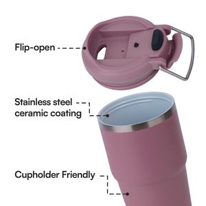 Gobelet isotherme portable en acier inoxydable avec logo personnalisé, paille rabattable, 25 oz, double paroi, isolation sous vide, maintien thermique 24-36 heures, sans BPA - Product Image 3