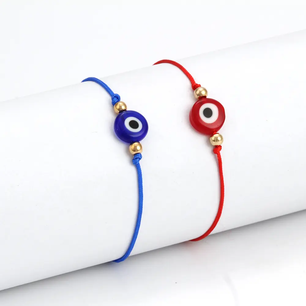 Perline regolabili semplici gioielli fatti a mano Boho braccialetti con ciondoli gioielli neri/rossi/blu String Evil Eye