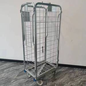 Conteneur à roulettes pliable et empilable en treillis métallique galvanisé pour le transport, capacité 500 kg, maille 50x50 mm, avec roulettes pivotantes - Product Image 3