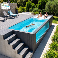 Piscine hors sol en fibre de verre avec jacuzzi et fenêtre en verre surdimensionnée, idéale pour jardin et maison, livrée en conteneur maritime