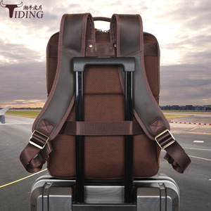 Tiding Genuine Leather Laptop <b>Backpack</b> 15.6 Inch Durable Men Outdoor Travel - Product Image 4