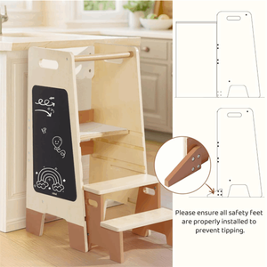 Torre di Apprendimento 2-in-1 per Bambini con Sgabello, Altezza Regolabile per Cucina e Bagno - Product Image 6