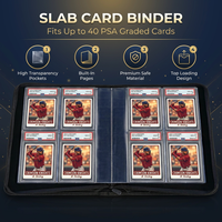 Classeur à 4 pochettes personnalisable avec logo pour cartes gradées PSA BGS, album de rangement en cuir PU à 40 emplacements pour cartes à collectionner, vente en gros