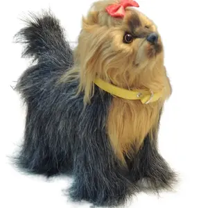Hand Made Plush Pet Furry Brown Dog Toy Cute PE Model Stuffed Animals Custom Lovely Dog Animated Electronic Plush Toys