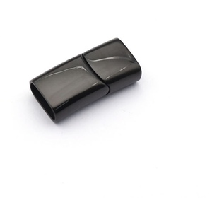 Bán buôn giá rẻ laser logo 12x6 mét không xỉn vàng đen bạc hình bầu dục phẳng da móc thép không gỉ cho vòng đeo tay làm - Product Image 3