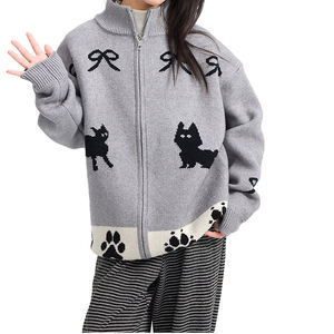 Cárdigan de Punto con Cuello Alto para Niñas, Estilo 2026, Suéter Abierto Grueso y Elegante para Niñas - Product Image 4