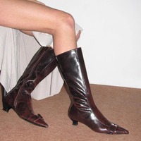 Bottes vintage 2025 pour femme à bout pointu, style polyvalent avec boucle de ceinture fine et fermeture éclair latérale, talon épais