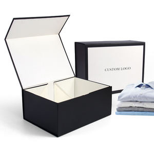 صندوق هدايا مغناطيسي قابل للطي مخصص بغطاء أسود صندوق ورقي صلب قابل للطي لتغليف الملابس والأحذية - Product Image 2