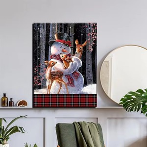 Peinture Lumineuse LED Personnalisable Moderne <span class=keywords><strong>TOPART</strong></span>, Carré, Bonhomme de Neige de Noël, Élan, Illuminé, Toile 30x40cm, Décoration Murale, Direct Usine - Product Image 1
