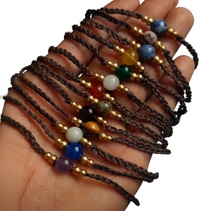 กำไลข้อมือเชือกถักประดับอัญมณีหลากชนิดทำมือขายส่ง ปรับขนาดได้ สไตล์โบโฮ เครื่องประดับคริสตัลบำบัด สำหรับผู้หญิงผู้ชาย ของขวัญ - Product Image 1