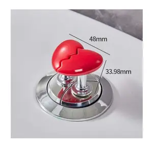 Botão de pressão para vaso sanitário branco duplo em forma de coração, interruptor amoroso para banheiros, ferramentas para banheiros