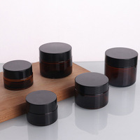 Pots cosmétiques ronds en verre noir mat de 5g à 200g pour crème pour les yeux et le visage avec bouchon à vis et diffuseur à bâtonnets