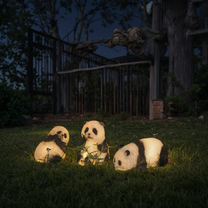 รูปปั้นแพนด้ากังฟู LED ลวดลาย<span class=keywords><strong>3D</strong></span> รูปปั้นไฟเบอร์กลาสกันน้ำสำหรับตกแต่งสวนกลางแจ้งภูมิทัศน์ IP65 - Product Image 2