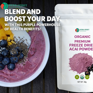 אבקת אסאי אורגנית מיובשת בהקפאה, שקית 50 גרם, אבקת פרי אסאי, אבקת מיץ אסאי - Product Image 4