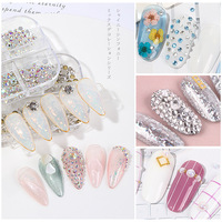 Strass en résine 3D à dos plat pour nail art, irisés, luxueux, autocollants thermocollants pour décoration d'ongles