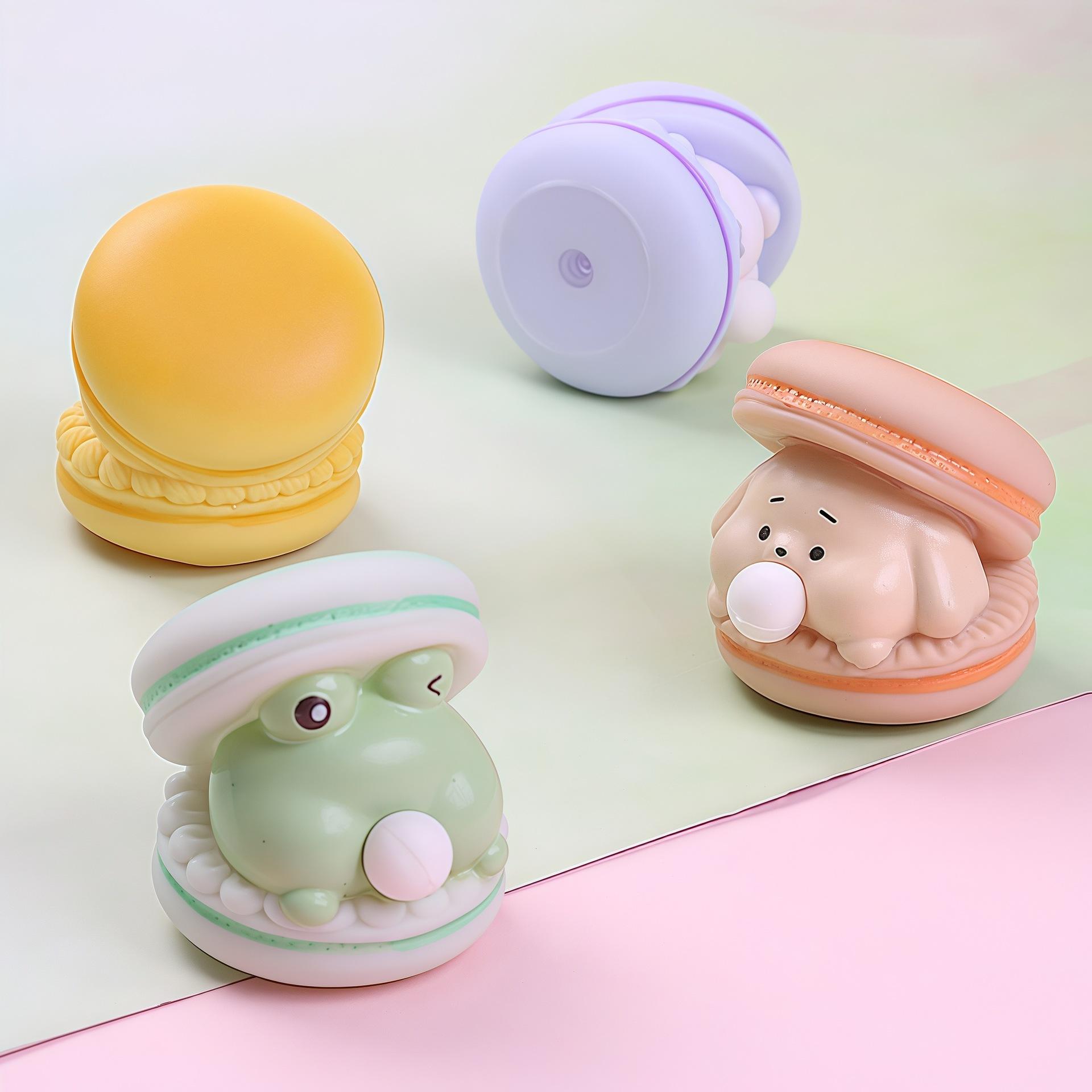 Cartoon Macaron Hamburg Bubble Popping Squishy Stress Relief Toy for Kids Adults-Plastic Squeeze Music Spit Bubbles Effect BPA