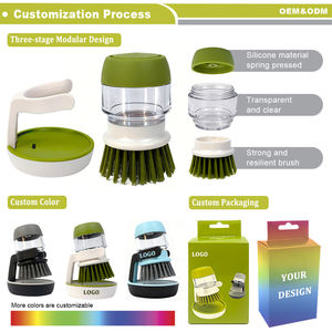 Dispensador Automático de Sabão Líquido para Louças de Cozinha, Design Amigo do Bebê com Esponja em Forma de Palma, Escova para Limpeza de Panelas, Escova Verde Cinza - Product Image 5