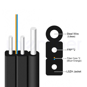 GJFXH Cable de <span class=keywords><strong>fibra</strong></span> óptica de caída para exteriores 2/4/6 Core SMF FRP Alambre de acero LSZH Chaqueta insensible a la curvatura G.657A <span class=keywords><strong>Fibra</strong></span> 2000m Tambor FTTH - Product Image 2