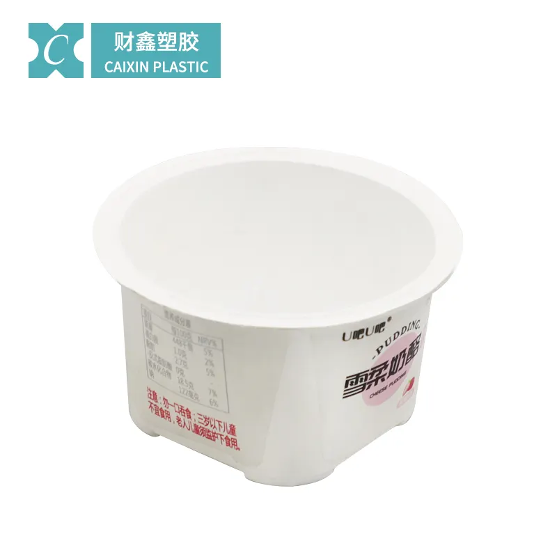 CaiXin vente en gros bol en plastique jetable écologique tasse IML Dessert Pudding boîte dôme couvercle récipient de crème glacée