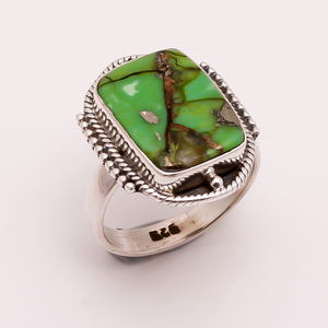 Anillos de plata fina con piedras preciosas de turquesa natural, joyería personalizada de Plata de Ley 925 al por mayor para ocasiones de boda - Product Image 3