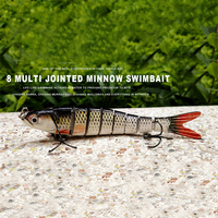 Lvde Kit Umpan Pancing 3 Potong, Kit Umpan Pancing 3 Potong 14Cm 8 Tersegmentasi untuk Memancing Ikan Trout Walleye Realistis Umpan Buatan Murah