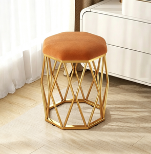 Taburete Moderno de Metal para Vestidor, Asiento Tapizado, Silla de Manicura, Otomana para Dormitorio o Sala de Estar - Product Image 4