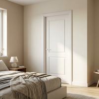Porte intérieure moderne en HDF moulé mélaminé blanc, étanche, insonorisée, finition bois, ouverture latérale, pour salle de bain et appartement, à deux panneaux