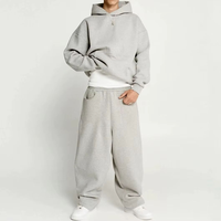 Survêtements surdimensionnés personnalisés pour hommes, en molleton épais 500 g/m², coupe ample et droite, ensemble pantalon de survêtement et sweat à capuche