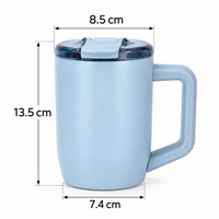 Mug de voyage isotherme en acier inoxydable 304 à double paroi, anti-fuite, réutilisable, avec couvercle rabattable, 16 oz, pour usage quotidien - Vente en gros
