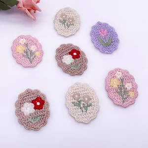 Tas pakaian wanita dan pakaian hewan peliharaan Dekorasi bunga Oval Patch poliester Patch renda Crochet Trim Applique