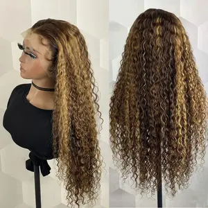 Highlight Curly Ready to Ship Products Raw Indian Temple Hair 360 Glueless Full HD Lace Frontal Human Hair Wigs Vendor