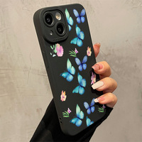 Coque de téléphone portable en TPU pour Iphone X Xr Xs 11 12 13 14 15 16 17 Paillettes Fleur Papillon Impression Élève Oeil Pro Caméra Trou