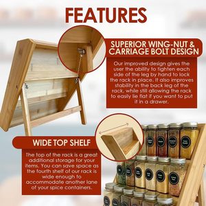 Étagère à épices simple à plusieurs niveaux en bambou et bois pour comptoir de cuisine, support de rangement domestique multi-niveaux, organisateur d'épices en bois massif. - Product Image 3