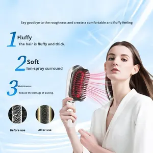 Peigne électrique de soin des cheveux à micro-courant, vibration, ions négatifs, lumière rouge et bleue, peigne de massage pour la tête - Product Image 4