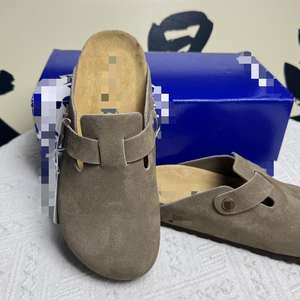 Sabots à semelles en liège, style décontracté, bout fermé, demi-sandales plates, Bostones, style vintage, chaussures de créateur allemandes avec logo - Product Image 4