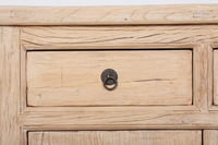 Armoire en olivier recyclé, fabrication artisanale, style rustique naturel, reproduction chinoise, deux tiroirs, deux portes