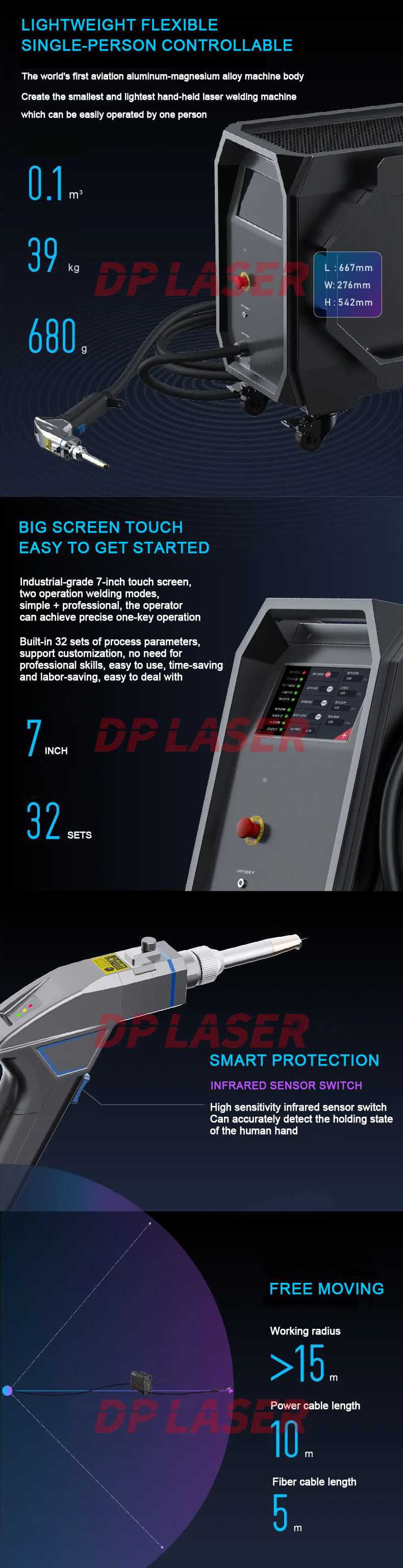 Only 39KG Air Cooling 1500W Portable Mini Metal Handheld Laser Welding Machine