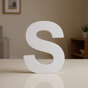 Insegna decorativa da parete in legno a forma di lettera S bianca 3D per la decorazione della casa e della stanza - Product Image 3