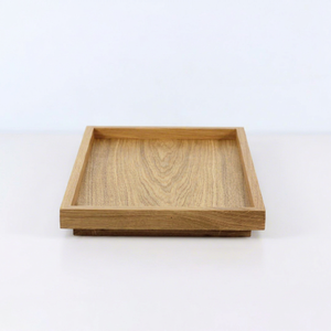 Oak Wood Japanese/Japandi Style Rectangular Biodegradable Eco-Friendly Serving Tray Minimalist Design <b>Block</b> <b>Corner</b> Feet Hotel - Product Image 1