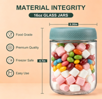 Kotak Penyimpanan untuk Biji-bijian, Kacang-kacangan, Makanan Kaleng, Stoples Tertutup untuk Yogurt, Wadah Penyimpanan Lima Jenis Biji-bijian untuk Makanan, Kaca