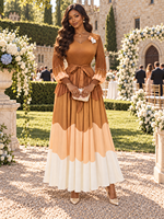 Nouvelle Arrivée 2026 - Robe Longue Plissée Miyaki Grande Taille Col V Manches Lanterne Perles Élégante Soirée Décontractée Femme