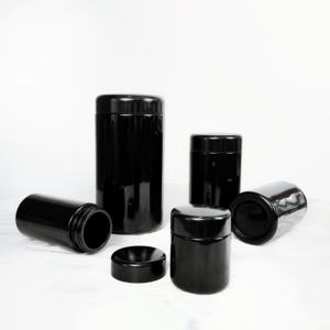 Juego de tarros de crema de vidrio violeta UV oscuro, botella de suplemento alimenticio a prueba de olor, tapa negra para embalaje, 50ml, 200ml, 250ml, flores secas de goma - Product Image 6