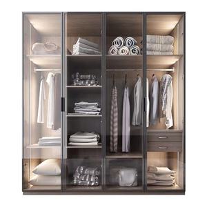Thiết kế sang trọng hiện đại màu trắng 6 cửa tủ quần áo nội thất phòng ngủ tủ quần áo tủ quần áo với cửa kính trưng bày - Product Image 3