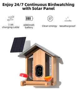 Mangeoire à oiseaux intelligente moderne en bois massif 5MP, vision nocturne extérieure, étanche, faible consommation d'énergie, sécurité sans fil, bol pour animaux de compagnie - Product Image 5