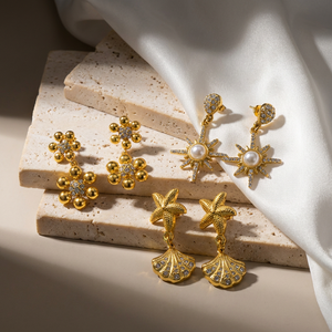 JUSNOVA - Aretes de Acero Inoxidable con Baño de Oro PVD de 18K, Resistentes al Agua, Antideslustre, Modernos, Minimalistas, Geométricos Irregulares, Unisex - Product Image 4