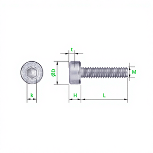 Tornillos de Cabeza Hueca M1.6x4 de Acero al Carbono (SHCS) con Punta H1.5, 20 Piezas - Product Image 1