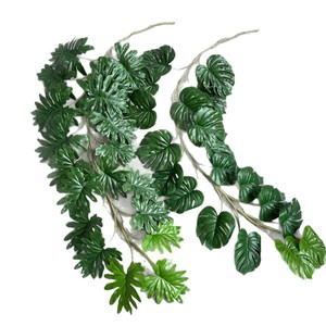 Guirlande de feuilles vertes artificielles Meng Jie, Monstera, 1,8 m, PVC, décoration murale intérieure, pour la décoration de la maison - Product Image 5