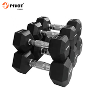 Haltères hexagonaux en fonte OEM en gros, haltères hexagonaux stabilisés anti-roulement avec revêtement en caoutchouc, poids libres de 1 à 50 kg pour les exercices de fitness corporel